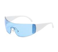 HONJWBV Lunettes de soleil uniques et irrégulières hip-hop à jambes incurvées pour femme, 4-blanc-bleu, As Picture