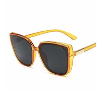 HONJWBV Lunettes de soleil UV400 effet œil de chat en plastique pour femme, 5-orange-gris, As Picture