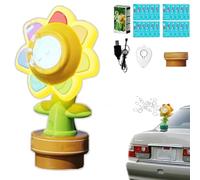 Honk Activated Bubble Machine, Car Rechargeable Automatic Sunflower Bubble Machine with Remote Control for Car Top Decoration Remote Control Will Shake Head and Spit Out Bubbles (with Liquid)