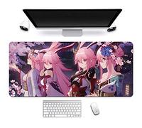 Honkai Impact 3rd. 900x400mm Tapis de Souris XXL Multifonction Gaming Mousepad XXL Grand sous Main, Anime Souris 3mm Bureau Anti-Glissant Surface Texturée pour Ordinateur, M