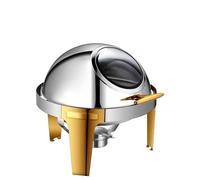 HONKERW Chafing Dish Chafing Dish Buffet Set, 6 QT Stainless Steel Chafer with Full Size Pans Round Catering Warmer Server Chauffe Plat(Gold1,Visible)