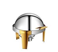 HONKERW Chafing Dish Chafing Dish Buffet Set, 6 QT Stainless Steel Chafer with Full Size Pans Round Catering Warmer Server Chauffe Plat(Gold1,Full Flip Cover)
