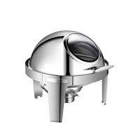 HONKERW Chafing Dish Chafing Dish Buffet Set, 6 QT Stainless Steel Chafer with Full Size Pans Round Catering Warmer Server Chauffe Plat(Silver,Visible)