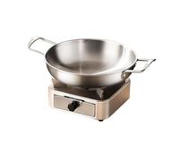 HONKERW Chafing Dish Réchaud à Alcool en Acier Inoxydable, brûleur à Esprit léger et Portable, 1 pièce, Structure de tiroir for Pique-Nique à la Maison Chauffe Plat(Silver+no lid,26cm)