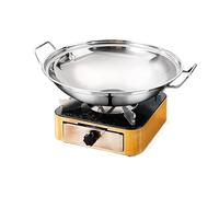 HONKERW Chafing Dish Réchaud à Alcool en Acier Inoxydable, brûleur à Esprit léger et Portable, 1 pièce, Structure de tiroir for Pique-Nique à la Maison Chauffe Plat(Gold+no lid 2,24cm)