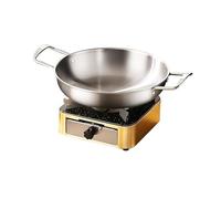 HONKERW Chafing Dish Réchaud à Alcool en Acier Inoxydable, brûleur à Esprit léger et Portable, 1 pièce, Structure de tiroir for Pique-Nique à la Maison Chauffe Plat(Gold+no lid,26cm)