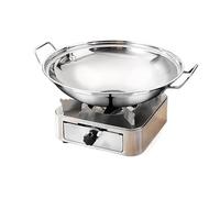 HONKERW Chafing Dish Réchaud à Alcool en Acier Inoxydable, brûleur à Esprit léger et Portable, 1 pièce, Structure de tiroir for Pique-Nique à la Maison Chauffe Plat(Silver+no lid 1,26cm)