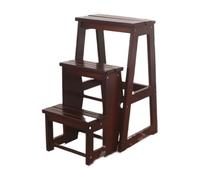HONKERW Marche Pied Tabouret d'escalier en Bois Massif, Chaise multifonctionnelle à Trois marches, escalier Pliant, Convient for la Cuisine, la Salle de Bain et Le Bureau Tabouret(Black Walnut)
