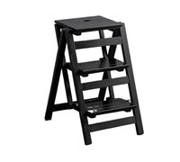 HONKERW Marche Pied Tabouret D'escalier Portable Multifonctionnel À Trois Marches, Chaise D'escalier Pliante en Bois, Convient for La Cuisine, Le Bureau, La Chambre À Coucher Tabouret(Dark Walnut)