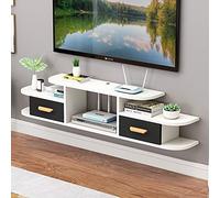 HONKERW Meuble Tele Floating TV Stand Wall Mounted Entertainment Center Large Storage with Sliding Tabletop Open Shelves Industriel(Svart,120cm)