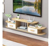 HONKERW Meuble Tele Floating TV Stand Wall Mounted Entertainment Center Large Storage with Sliding Tabletop Open Shelves Industriel(Legno,120cm)
