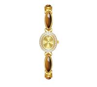 HONKERW Montres Lot de 2 Montres à Quartz avec Cadran Ovale en Pierre Naturelle œil de Tigre, étanches, Tendance, Cadeau for Petite Amie et épouse Montre(Gold Surface)