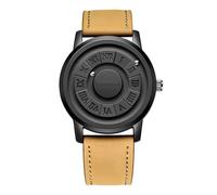 HONKERW Montres Montre à lévitation magnétique à Quartz à Boule magnétique sans Miroir étanche for Homme Montre(Brown)