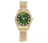 HONKERW Montres Montre à Quartz décontractée sertie de Diamants for Femme, Bracelet de 15 mm de Large, for Votre Petite Amie ou épouse. Montre(Gold,Rot)