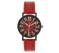 HONKERW Montres Montre à Quartz en Cuir for Femme, Bracelet en Cuir, Montres à Quartz analogiques, Montre-Bracelet Tendance Haut de Gamme for Femmes, Filles et garçons Montre(Rot)
