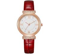HONKERW Montres Montre à Quartz en Cuir for Femme, Bracelet en Cuir, Montres à Quartz analogiques, Montre-Bracelet Tendance Haut de Gamme for Femmes, Dames et Filles Montre(Rot)