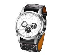 HONKERW Montres Montre-Bracelet à Quartz Steampunk en Cuir, Grand Cadran Rond, Bracelet Large, for Un Anniversaire ou Un Festival Montre(Black and White)