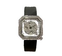 HONKERW Montres Montre carrée Creuse étanche avec Diamants et Bracelet en Silicone, Un Cadeau de Luxe léger, idéal for Une Petite Amie ou Une épouse. Montre(Svart)