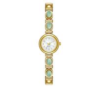HONKERW Montres Montre de Luxe Ovale à Quartz avec incrustations de Jade, Bracelet étanche rétro, Peut être utilisée comme Cadeau for Petite Amie et Femme Montre(Green Stone Gold White)