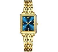 HONKERW Montres Montres à Quartz carrées dorées, étanches, for Femmes, Petit Cadran, Fines, Formelles et décontractées, for Femmes Montre(Blauw)