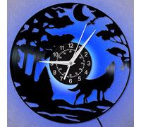 HONKKTHY Horloge murale en forme de loup - Idée cadeau unique pour la décoration de la maison, silencieuse, 30,5 cm, disque vinyle, décoration murale, parfaite pour le salon, la chambre à coucher ou