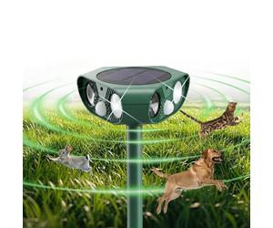 HONLONE Repulsif Chat Exterieur 360°, Ultrason Chat Trois Côtés Travaillant Simultanément, IP65 Imperméable Répulsif pour Chat avec Flash LED, Détecteur PIR, Anti Chat Chiens Souris Ratons