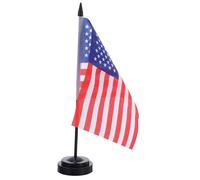 HONMEET 10 Ensembles Lot de Drapeaux de Table Américains avec Socle Stable Mini Drapeaux de Bureau Faciles à Installer Décoration Professionnelle pour Réunion et Événement