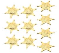 HONMEET 10 pièces Badge Police Décoratif Plastique Doré Accessoire Déguisement Policier Léger et Résistant pour Fête Halloween Cosplay et Jeu de Rôle