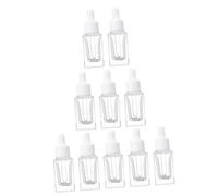 HONMEET 10 pièces Flacons Pipette Verre Carré Transparent avec Bague Plastique Blanche pour Huiles Essentielles et Voyage Bouteilles Compte Gouttes Étanches et Pratiques