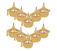 HONMEET 10 Pièces Pendentifs Doctor Cap Acier Inoxydable Doré Breloques pour Bijoux de Remise de Diplôme Accessoires DIY pour Création de Souvenirs Personnalisés