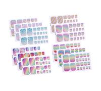 HONMEET 11 Pièces Stickers Ongles Étanches Pailletés Arc Ciel Auto Adhésifs Pour Art Ongles DIY Fête