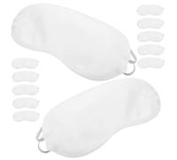 HONMEET 12 pièces Masque de Sommeil Jetable Polyester Soie Synthétique Blanc Cache-yeux Confortable et Occultant pour Voyage Bureau Camping et Usage Extérieur