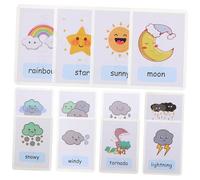 HONMEET 12 pièces Mots Vue Étanches Cartes Vocabulaire Météo Anglais pour Garçon Fille Apprentissage Préscolaire Plastifiées Résistantes Accessoires Éducatifs Garçon Fille