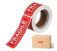 HONMEET 150 pièces Étiquettes Autocollantes Rouges Autocollants Adhésifs Handle With Care pour Cartons Plastique et Étiquettes Davertissement pour et Expédition