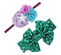 HONMEET 2 pièces Bandeau Garçon Fille avec Étoile de Mer et Nœud Bandeau Élastique Doux pour Fille Accessoire Cheveux Confortable pour Fête Anniversaire et Baptême