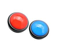 HONMEET 2 pièces Boutons de Réponse de Jeu Buzzer Lumineux Sonore Grand Bouton Poussoir Électronique avec LED Rouge et Bleu sans Pile pour Concours et Quiz Interactifs