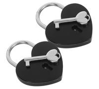 HONMEET 2 Pièces Cadenas en Métal de Cœur Noir pour Journaux Intimes et Boîtes à Bijoux, Usage Polyvalent, Design Élégant avec Clés pour Occasions Spéciales