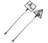 HONMEET 2 Pièces Épuisette Télescopique, Filet Fin 62 CM | Deux Formes Incluses, Anneau de Levage sur Poignée, Poche de 5cm, pour Bassin, Pêche et Rangement