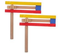 HONMEET 2 pièces Long Handle Wooden Castanet Percussion Instrument for Children Self Rotating Educational Clapper Wood Toy for Boys and