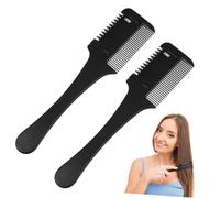HONMEET 2 pièces Peigne Coupe Cheveux Double Face avec Lame de Rasoir Protégée Outil de Coiffure Effileur pour Cheveux Fins et Épais Accessoire DIY Pratique et Portable
