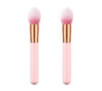 HONMEET 2 pièces Pinceaux Maquillage Professionnels Bois Poils Nylon Denses Forme Flamme pour Poudre Visage Usage Quotidien et Pro