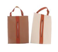 HONMEET 2 pièces Porte-mouchoirs Voiture Suspendu Boîte Distributrice Compacte et Rangement Élégant pour Intérieur Auto Maison et Bureau Facile à Nettoyer Design Moderne Bicolore et Camel