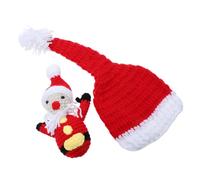 HONMEET 2 Pièces Poupée Bonnet de Noël Rouge en Tissu, Décoration Festive | Ambiance de Noël Solide, Style Cartoon Délicat, pour Vitrines, Étagères et Fonds de Séance
