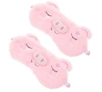 HONMEET 2pièces Masque de Sommeil Peluche Mignon pour Garçon Fille Bandeau Élastique Confortable Cache-yeux Rose Doux pour Nuit Sieste et Voyage