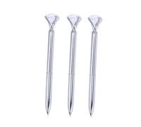 HONMEET 3 Pièces Stylos Bille Métal avec Gros Diamant Brillant Écriture Fluide et Résistante Lot pour Bureau et École