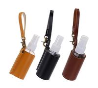 HONMEET 3pièces Bouteilles De Voyage Avec Étuis Cuir Pour Parfum Flacons Réutilisables Avec Porte-clés Pour De Voyage Noir Marron Foncé Jaune