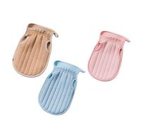 HONMEET 3pièces Gants De Bain Exfoliants Lot De Gants Nettoyants Pour Peau Détoxification Et Purification Peau Couleurs Poudré Pour Nettoyage Profond Et Relaxant