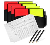 HONMEET 4 Ensembles Cartes Arbitre Rouge Jaune PVC Set Complet avec Carnet et Crayon Kit pour Football Volley-Ball et Sports Accessoires Officiels pour Arbitres