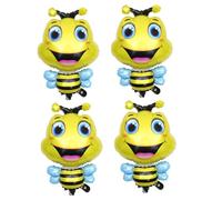 HONMEET 4 pièces Ballons Aluminium Animaux Ballons Gonflables Thème Abeille pour Fêtes Garçon Fille Décoration Anniversaire Shower Couleurs Vives Résistantes