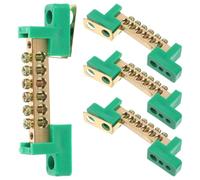 HONMEET 4 Pièces Barre de Terre en Cuivre 6 Positions Bornier à Vis M4 Vert, Conductivité Élevée et Design Compact pour Système Électrique Domestique et Boîte de Distribution